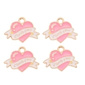Détails de pendentifs cœur en émail rose avec bannière I love you pour bijoux DIY - Style Cœur Rose I Love You (px1310-9)