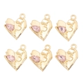 Détail de pendentifs en cœur doré avec cristaux roses pour la création de bijoux DIY - Cœur Gouttelette Rose (px1311-22)