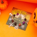 Halloween Armband mit Kürbis und Spinnennetz Anhängern und bunten Perlen Detail - Violett Schwarz Perlen Geist Kürbis Stil (BR25Y0497-1)