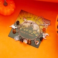 Halloween-Bettelarmband mit Geist-, Kürbis- und Fledermaus-Anhängern auf Festkarte - Schwarz Bernstein Perlen Spinnennetz Fledermaus Stil (BR25Y0497-2)