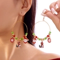 Weihnachtliche Goldohrringe mit Weihnachtsmann, Zuckerstange und festlichen Anhängern - Weihnachtsmann Zuckerstange Schneeflocke Stil (#5)