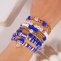 Siebenteiliges Game Day Armbandset mit Football-Motiven und blauen Helm-Anhängern - Blau