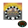 Leuchtendes Halloween Geister-Armband mit schwarzen und im Dunkeln leuchtenden Perlen - Weißes Gespenst