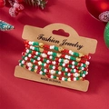 Detailansicht von 5 Weihnachts-Perlenarmbändern mit festlichen Harzperlen auf Kraftkarte - Multi-Material Glasperlen Mit Metallteilen Stil (#9)