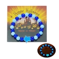 Leuchtendes blaues Halloween-Perlenarmband mit Geisteranhänger und Leuchteffekt - Blauer Geist