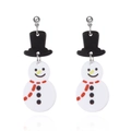 Festliche Schneemann-Ohrhänger aus Acryl mit rotem Schal und schwarzem Zylinder - Weihnachtsschneemann