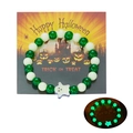 Leuchtendes Halloween-Perlenarmband mit grünen Perlen und weißem Geist-Anhänger - Grüner Geist