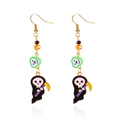 Halloween Reaper-Ohrhänger mit grünem Totenkopfherz und orangefarbenen Perlen - Sensemann mit Sense Stil (ER25Y0187-4)