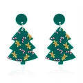 Weihnachtsbaum-Acryl-Ohrringe mit Lebkuchenmann und Zuckerstangen-Mustern auf Weiß - Lebkuchen Weihnachtsbaum