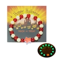 Luminous Halloween beaded bracelet with red resin beads and orange pumpkin ghost charm - Orange Ghost