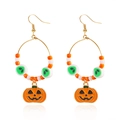 Orecchini di Halloween con perline arancioni e ciondolo a forma di zucca festosa - Stile cerchio grande zucca aliena (ER25Y0187-8)