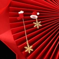Asymmetric Christmas earrings featuring climbing Santa Claus with red rhinestones and pearls - Christmas Stocking & Hat with Snowflake Style
