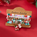 Weihnachtsarmband-Set mit Schneeflocken- und Weihnachtsmann-Anhängern auf rotem Grund - Polymer-Ton Mit MERRY Buchstaben Stil (#3)