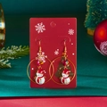 Detail of festive snowman hoop earrings with red hat and scarf on Christmas card - Snowman Style (ER25Y0368-1)