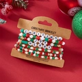 Weihnachtliches Perlenarmband-Set mit Joy und Merry Schriftzug auf Displaykarte - Rot Grün Weiß Gold Mit JOY Stil (#10)