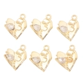Lot de 6 pendentifs cœur dorés avec breloque en cristal pour la création de bijoux Y2K - Cœur Gouttelette Transparent (px1311-23)