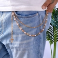 Multilayer gold waist chain with pearls, colorful rhinestones and cross pendants - Gold Cross Flower Style