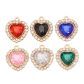 Lot de six pendentifs en cristal en forme de cœur en rouge, bleu et rose pour bijoux - Ensemble de Cœurs à Bordure en Strass (Style 5 Mélange Aléatoire)