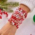 Multilayer Christmas beaded bracelet set with snowman and Santa hat charms for festive wear - Style 1