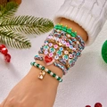 Multi-layer Christmas beaded bracelet set with Christmas tree charms and festive lettering - Style 2
