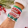 Christmas stacked beaded bracelet set with clay beads, Santa charms, and holiday lettering - Style 3