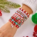 Handmade Christmas clay bead bracelet set with snowman and festive letter charms - Style 5