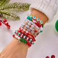 Multi-layer Christmas beaded bracelet set featuring Santa and snowflake charms - Style 6