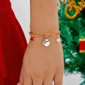 Bracciale natalizio dorato con ciondoli a forma di pupazzo di neve, albero e perle - Bracciale Pupazzo di neve bianco