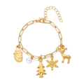 Goldenes Weihnachtsarmband mit Anhängern wie Weihnachtsmann und Rentier - Armband mit 5 Anhängern (#3 Armband)