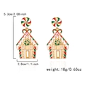 Boucles d'oreilles maison de pain d'épice de Noël avec cannes de bonbon colorées - Maison en Pain d'Épices de Noël (ER25Y0375)
