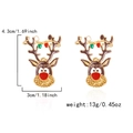 Boucles d'oreilles renne de Noël dorées avec émail brun et détails colorés - Tête de Renne de Noël (ER25Y0376)