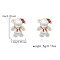 Boucles d'oreilles ours de Noël avec perles blanches, bonnet et écharpe rouges - Ours en Perles de Noël (ER25Y0380)