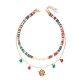Detail of Christmas double-layer necklace with Merry beads, bells and snowflake pendant - Colorful