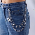 Silver multi-layer waist chain with hollow heart pendant for jeans street style fashion - Silver Heart (Style #2)