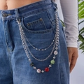 Three-layer silver metal pants chain with heart charm and colorful rhinestone balls - Silver Colorful Rhinestone Ball (Style #3)