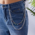 Double-layered hip hop waist chain with colorful crystal beads for jeans - Silver Colorful Pendants (Style #4)