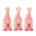 Pink heart gnome alloy charms for DIY Valentine's Day jewelry making accessories - Pink Heart Pillow Gnome (px1244-46)