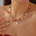 Collier de Noël doré avec breloques bonhomme de neige, pingouin et pain d'épice - Style Multi-Éléments Pingouin Bonhomme de Pain d'Épices (NC25Y0733-2)