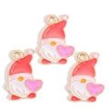Enamel gnome charms with pink heart and red hat for DIY jewelry making 3pcs set - Red Gnome with Heart (px1244-47)