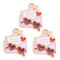 Lavender and white enamel letter charms with heart sunglasses for jewelry making - Lilac Envelope Sunglasses Style (px1244-50)