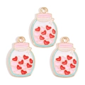 Pink and red heart wishing bottle charms in gold alloy for DIY jewelry making - Wishing Bottle with Hearts Style (px1244-54)
