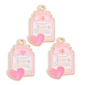Three pink Valentine's heart charms in bottle shape with Be My Valentine text - Pink Be My Valentine Jar (px1244-55)