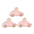 DIY pink vintage car alloy pendants with gold trim for handmade jewelry crafts - Pink Vintage Car Style (px1244-59)