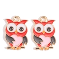 DIY colorful owl pendant in pink heart enamel finish for jewelry making accessories - Cartoon Owl Heart Style (px1244-64)