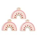 Rainbow-shaped alloy heart charms for jewelry making in pink, white and blue colors - Heart Rainbow Charm Style (px1244-66)