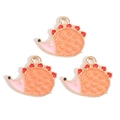 Cartoon hedgehog charm in orange and pink enamel with gold-tone plating for DIY jewelry - Cartoon Hedgehog Shape Charm (px1244-68)