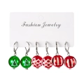 Lot de six boucles d'oreilles de Noël avec boules festives rouges et vertes - Lot de 3 paires / Rouge+Vert
