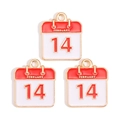 February 14 calendar shaped enamel alloy charms in red white and gold for jewelry DIY - February 14 Calendar Style (px1244-71)