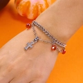 Collier double rang en argent avec cristaux rouges et pendentif croix scintillante - Bracelet / Bracelet Argent Double Couche Perles Rouges (BR25Y0609-1)