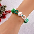 Kerst kralenarmband met sneeuwpop en zuurstok kralen om een vrouwelijke pols - Armband Groen (BR25Y0703-2)